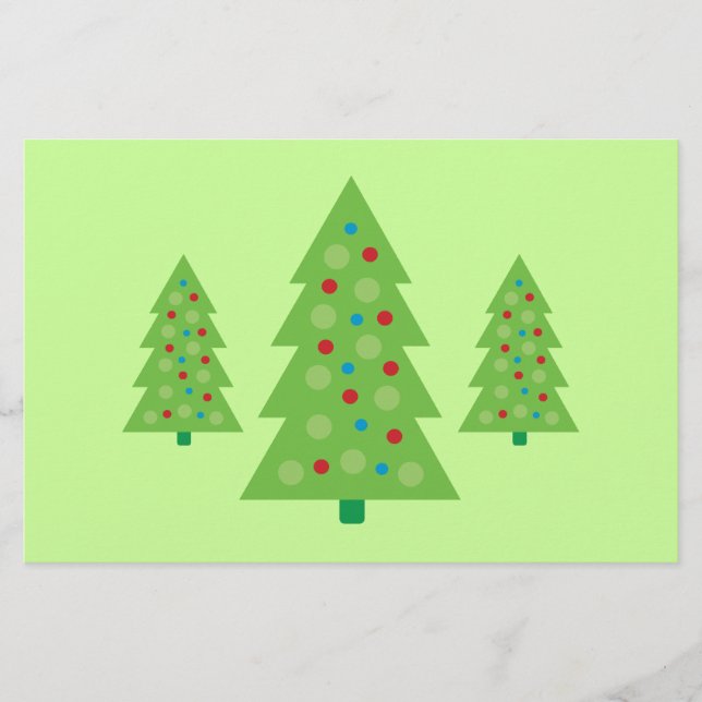 Modern Christmas Tree Art Stationery (Front)