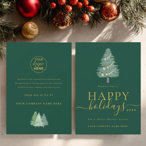 Modern Christmas Tree Business Logo Happy Holidays Holiday Card