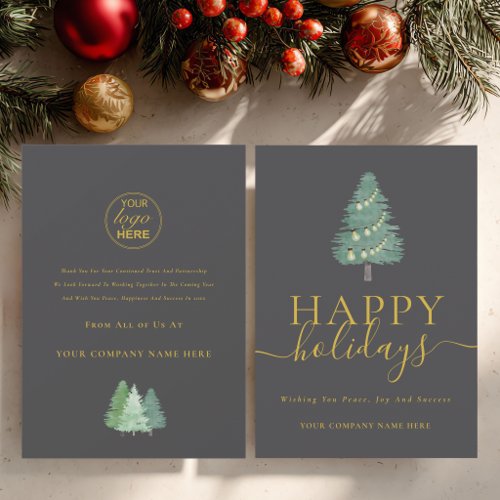 Modern Christmas Tree Business Logo Happy Holidays Holiday Card