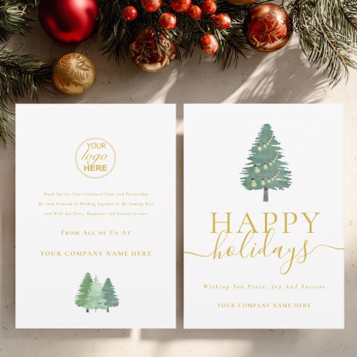 Modern Christmas Tree Business Logo Happy Holidays Holiday Card