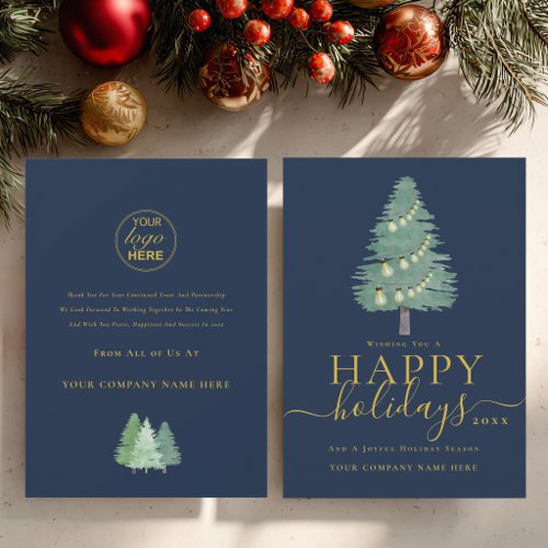Modern Christmas Tree Business Logo Happy Holidays Holiday Card