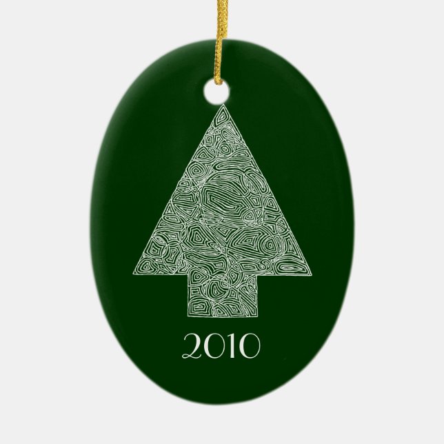 Modern Christmas Tree Ceramic Ornament (Front)
