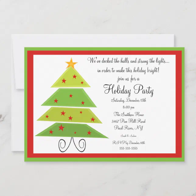 Modern Christmas Tree Christmas Party Invitation 