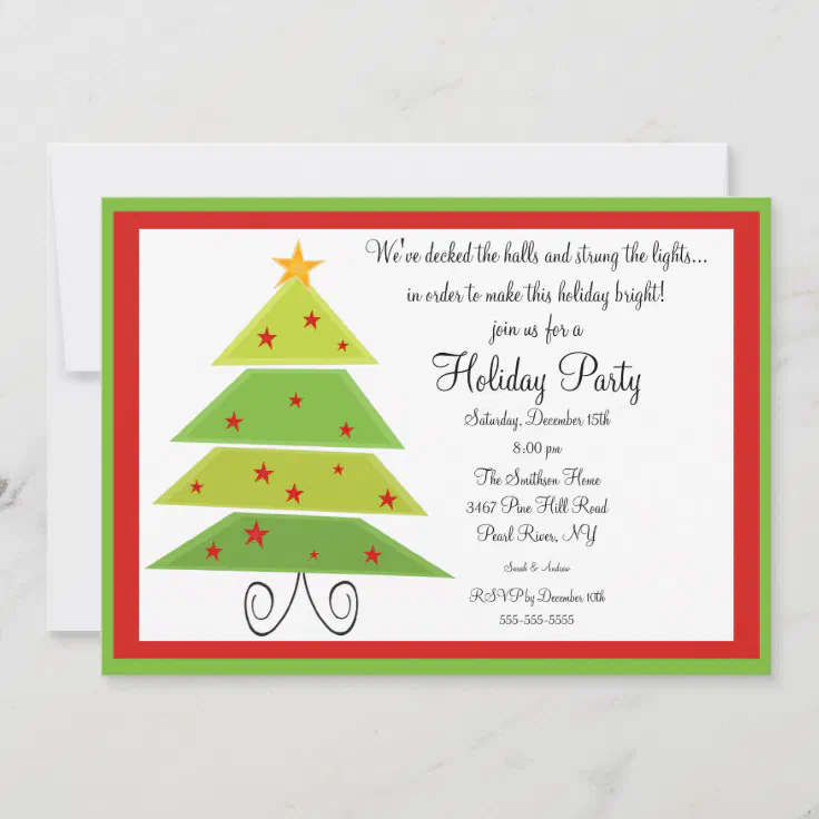 Modern Christmas Tree Christmas Party Invitation | Zazzle