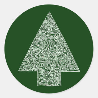Modern Christmas Tree Classic Round Sticker