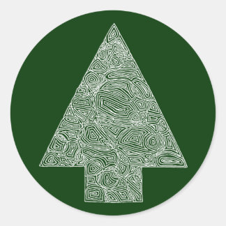 Modern Christmas Tree Classic Round Sticker