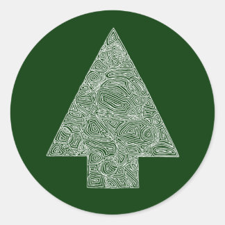 Modern Christmas Tree Classic Round Sticker