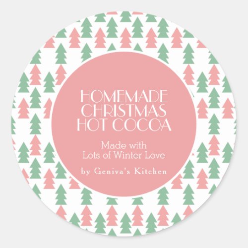 Modern Christmas Tree Cocoa Homemade Mix Pink Classic Round Sticker