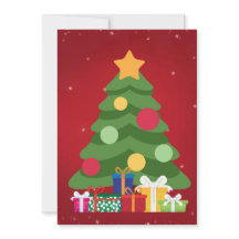 Modern Christmas Tree Colorful Gifts and Gold Star