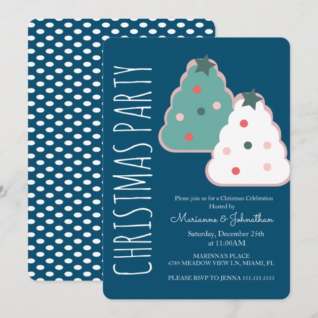 Modern Christmas Tree Cookie Holiday Party Invitation (Front/Back)