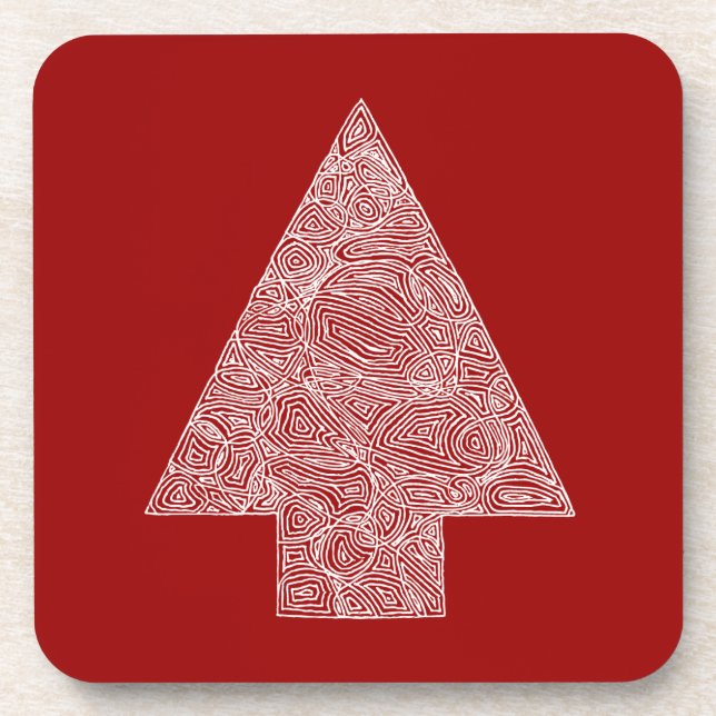 Modern Christmas Tree Drink Coaster (Front)