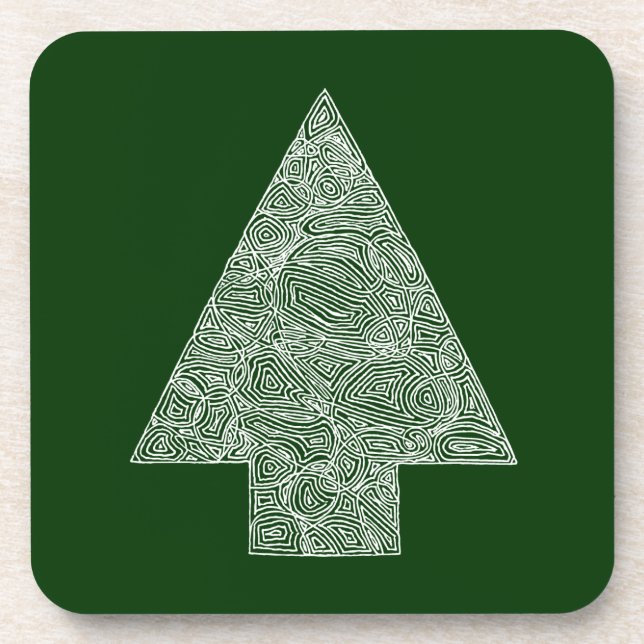 Modern Christmas Tree Drink Coaster (Front)