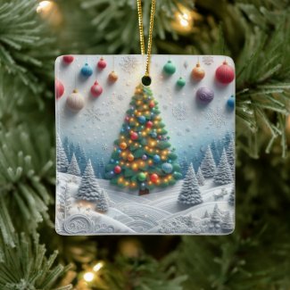 Modern Christmas Tree Embossed Forest