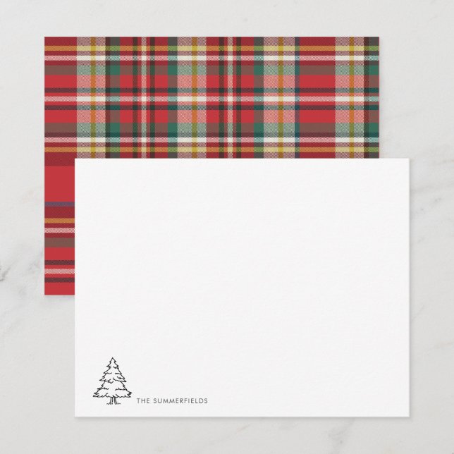 Modern Christmas Tree Family Name Elegant Note Card (Front/Back)