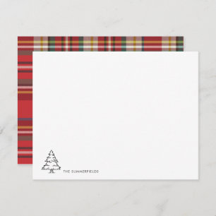 Modern Christmas Tree Family Name Elegant Note Card