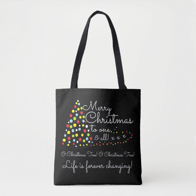 Modern Christmas Tree, Festive Tote Bag (Front)