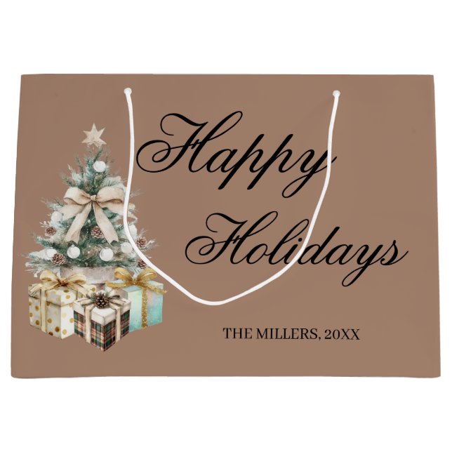 Modern Christmas Tree Gift Bag (Front)