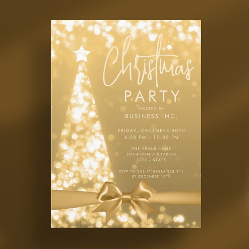 Modern Christmas Tree Gold Corporate Party Invitation