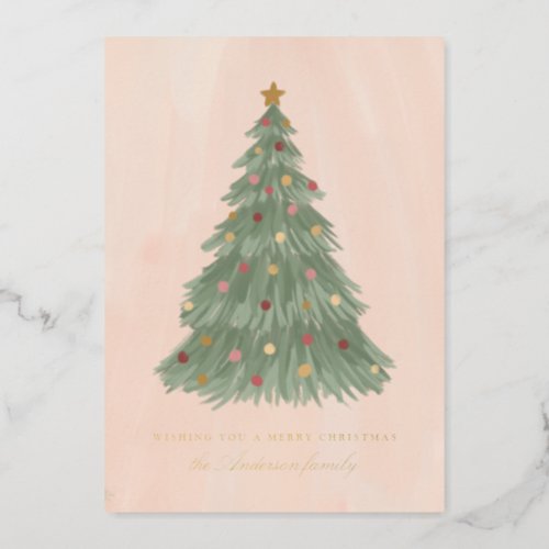 Modern Christmas Tree Gold Foil Holiday Card