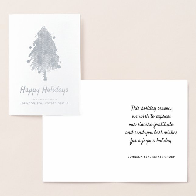 Modern Christmas Tree | Happy Holidays Greetings Foil Card (Display)