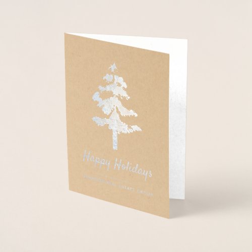 Modern Christmas Tree  Happy Holidays Greetings Foil Card
