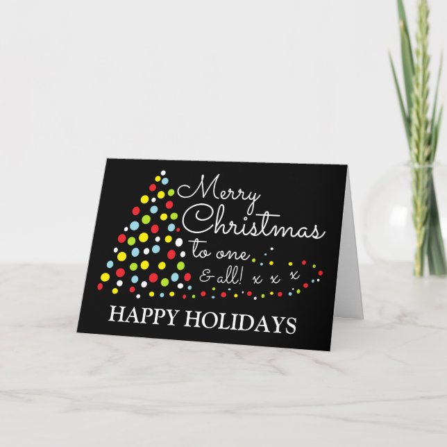 Modern Christmas Tree, Happy Holidays Holiday Card (Front)