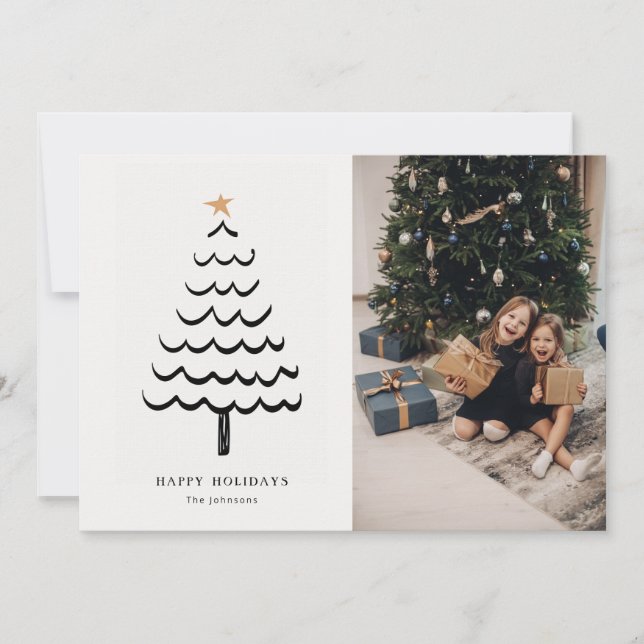 Modern Christmas Tree Holiday Card (Front)