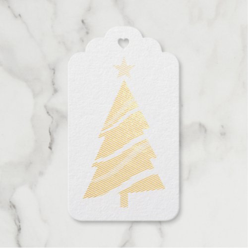 Modern Christmas Tree Holiday Foil Gift Tags