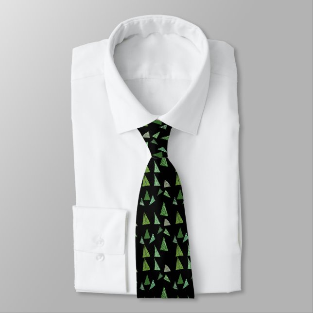 Modern Christmas Tree Holiday Pattern Neck Tie (Tied)