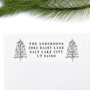 Modern Christmas Tree Holiday Return Address Label