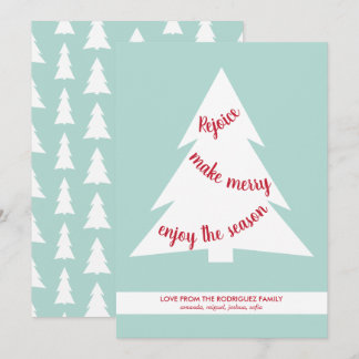 Modern Christmas Tree Holiday Script on Mint Green Card