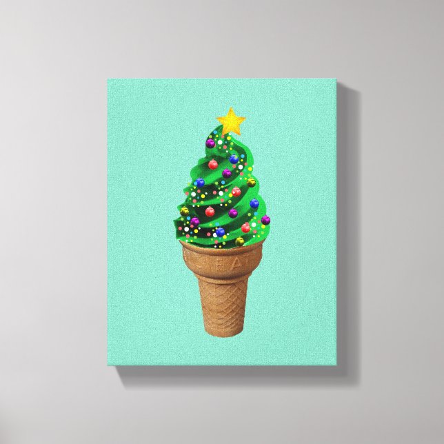 Modern Christmas Tree Ice Cream Art Canvas Print (Front)