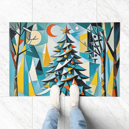 Modern christmas tree illustration 2 - Doormat