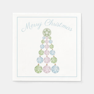Modern Christmas Tree In Pastel Color Ornaments Napkins