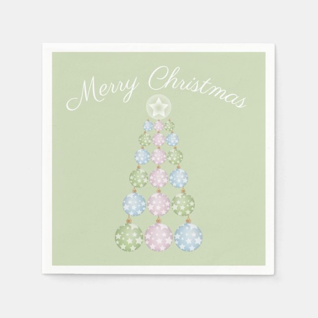 Modern Christmas Tree In Three Pastel Colors Napkins (Front)