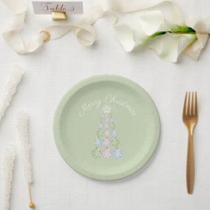 Modern Christmas Tree In Three Pastel Colors Paper Plates