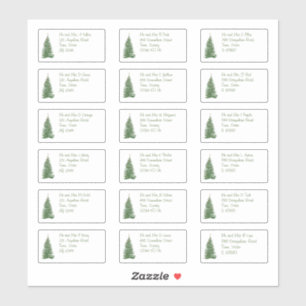 Modern Christmas Tree Individual Name & Address Sticker