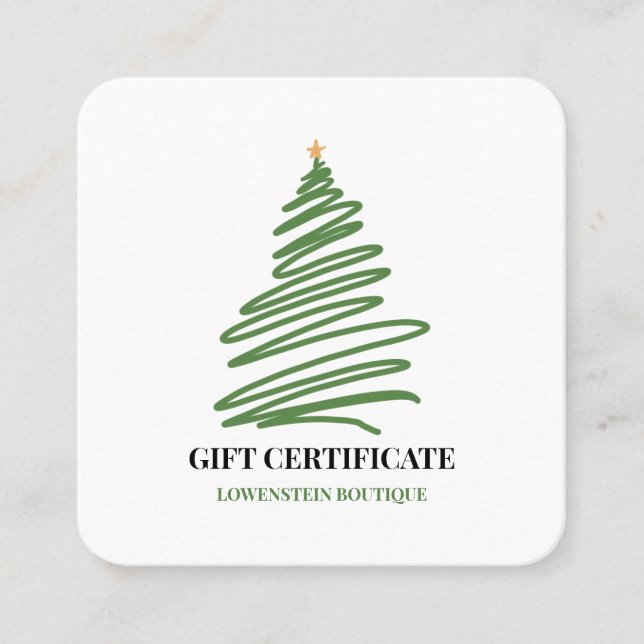 Modern Christmas Tree Line Art Gift Certificate (Front)