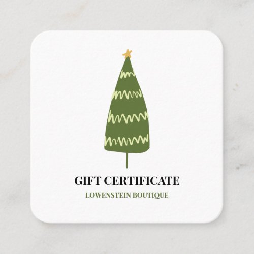 Modern Christmas Tree Line Art Gift Certificate