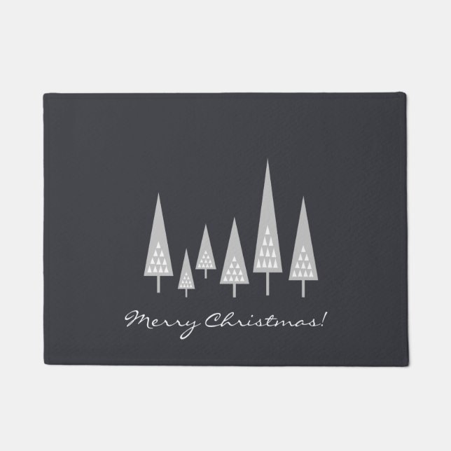 Modern Christmas Tree Merry Christmas Doormat (Front)