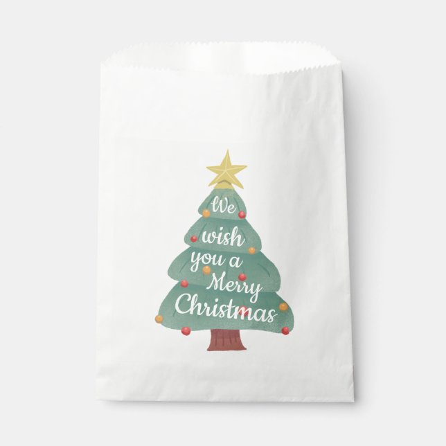Modern Christmas Tree Merry Christmas Favor Bag (Front)