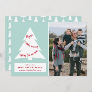 Modern Christmas Tree Mint Green with Custom Photo Holiday Card