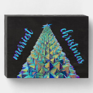 Modern Christmas Tree on Black Wooden Box Sign