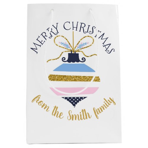 Modern Christmas Tree Ornament Personalized Medium Gift Bag