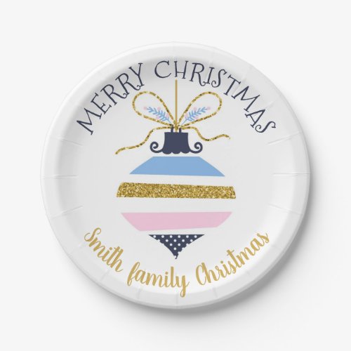 Modern Christmas Tree Ornament Personalized Paper Plates