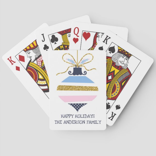 Modern Christmas Tree Ornament Poker Cards (Back)