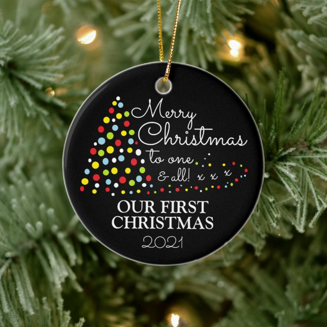 Modern Christmas Tree, Our First Christmas Christm Ceramic Ornament (Tree)