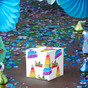 Modern Christmas Tree Painting Colorful Favor Boxes