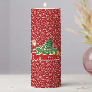 Modern Christmas Tree Painting Colorful Pillar Candle