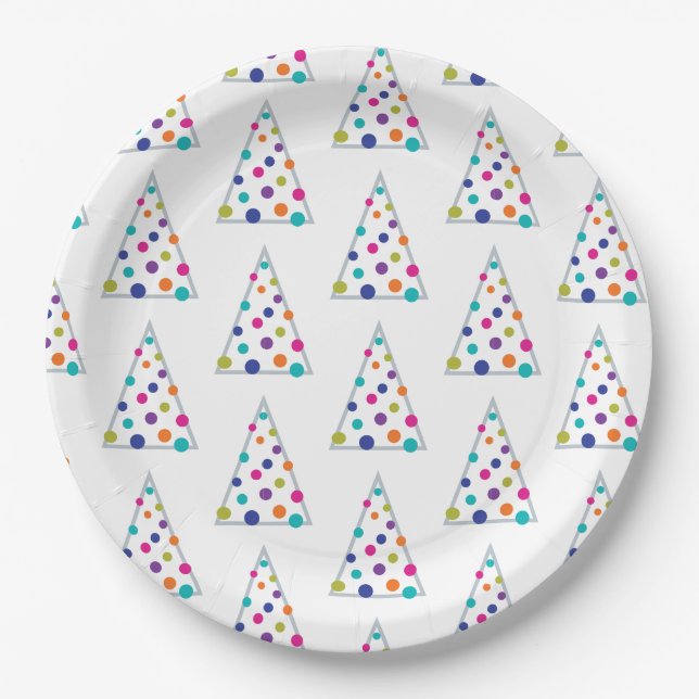 Modern Christmas Tree Paper Plates (Front)